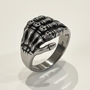 Skeleton Ring Bones Silver Tone Size 11 Fashion Spooky Halloween